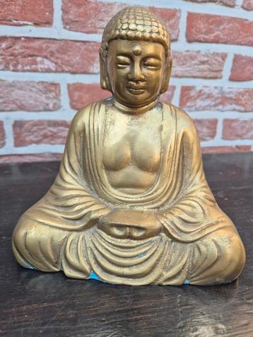 Vintage zware Boeddha staanbeeld in messing/koper/bronz beschikbaar voor biedingen