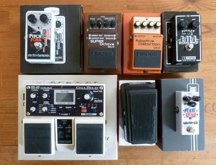 Gitaareffecten, Muziek en Instrumenten, Effecten, Gebruikt, Delay of Echo, Distortion, Overdrive of Fuzz, Wah Wah, Overige typen