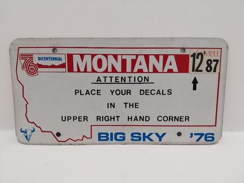 License Plate Sample Motor Vehicle Department Montana U.S.A., Verzamelen, Automerken, Motoren en Formule 1, Ophalen of Verzenden