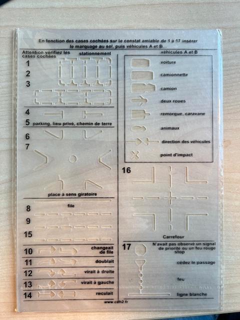 Pochoir pour constat amiable auto, Autos : Divers, Autos divers Autre, Enlèvement