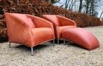 2 zeldzame cognac lederen Fauteuils van Bert Plantagie, Huis en Inrichting, Ophalen