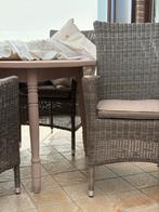 Rotan stoelen met vintage café-tafel., Ophalen, 4 zitplaatsen, Gebruikt, Eettafel