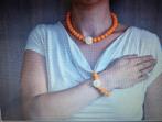 Ketting + armband, Handtassen en Accessoires, Kettingen, Ophalen of Verzenden, Zo goed als nieuw, Oranje