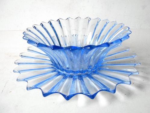 Duitse kom en schaal in koningsblauw glas, Antiek en Kunst, Antiek | Glaswerk en Kristal, Ophalen of Verzenden