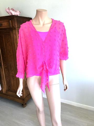 Zara - felroze blouse met structuur en bijpassende fluo top  beschikbaar voor biedingen