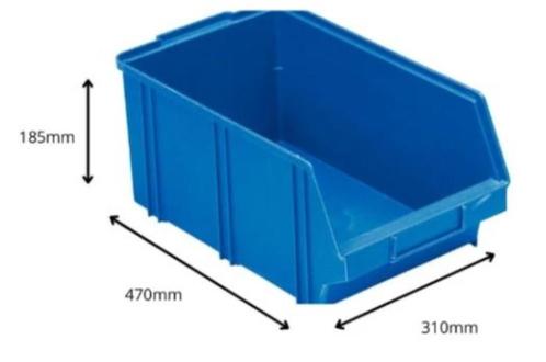 Stapelbak - Sorteerbak B5 blauw 185 x 310 x 470mm, Doe-het-zelf en Bouw, Kratten en Dozen, Zo goed als nieuw, Bak of Kist, Minder dan 50 cm