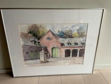 Aquarel 1995/ Hoeve Domein Drie Fonteinen te Vilvoorde  beschikbaar voor biedingen