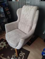 Fauteuil velvet beige éénpersoonszit, Ophalen, Gebruikt, 75 tot 100 cm, 75 tot 100 cm