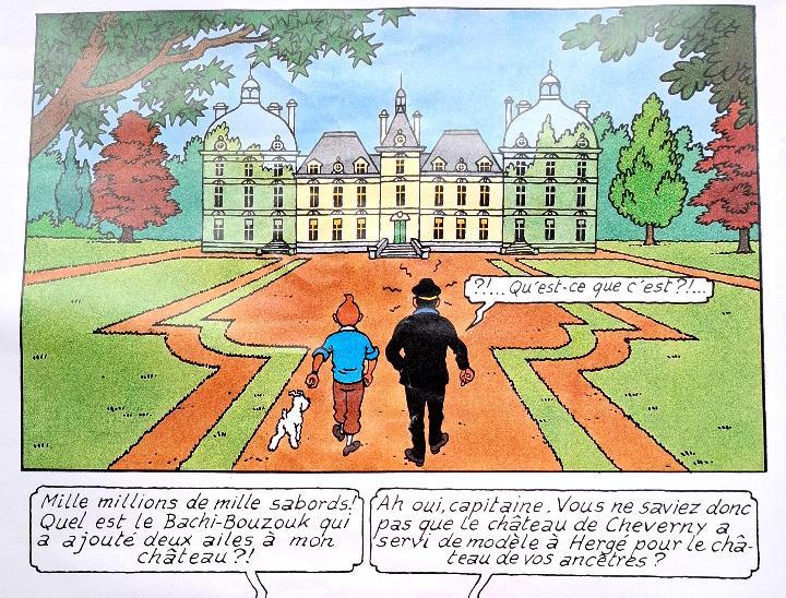 Tintin 🏰 Château Moulinsart / Cheverny ❖ 41,5 cm x 61 cm, Collections, Personnages de BD, Comme neuf, Image, Affiche ou Autocollant