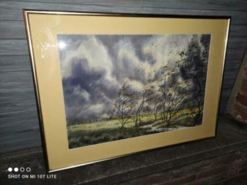 aquarelle paysage signe vandervelde, Antiek en Kunst, Kunst | Schilderijen | Klassiek, Ophalen of Verzenden