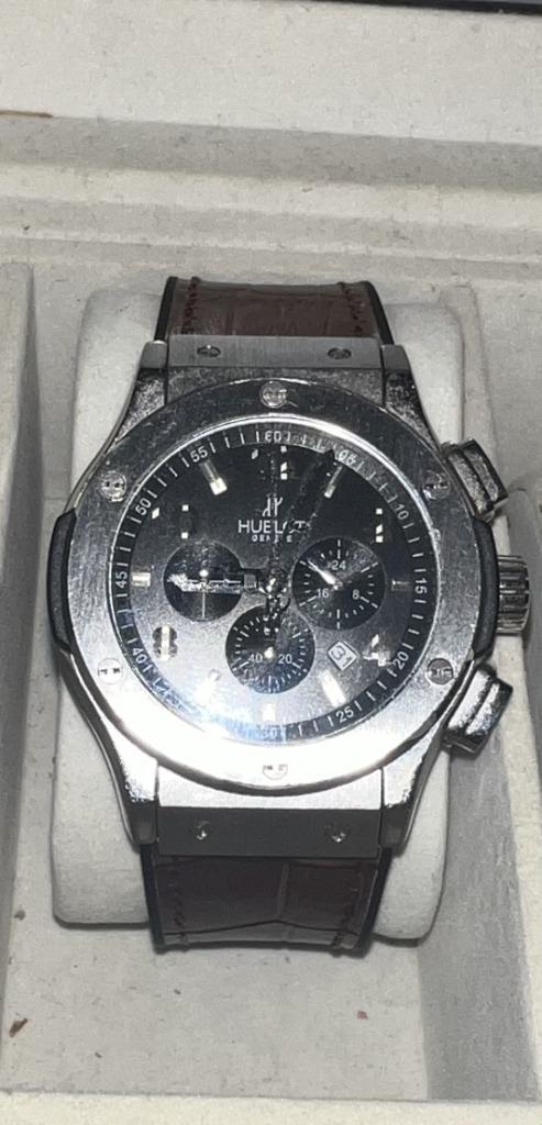 Hublot Big Bang replica, Handtassen en Accessoires, Horloges | Heren, Zo goed als nieuw, Polshorloge, Overige merken, Staal, Leer