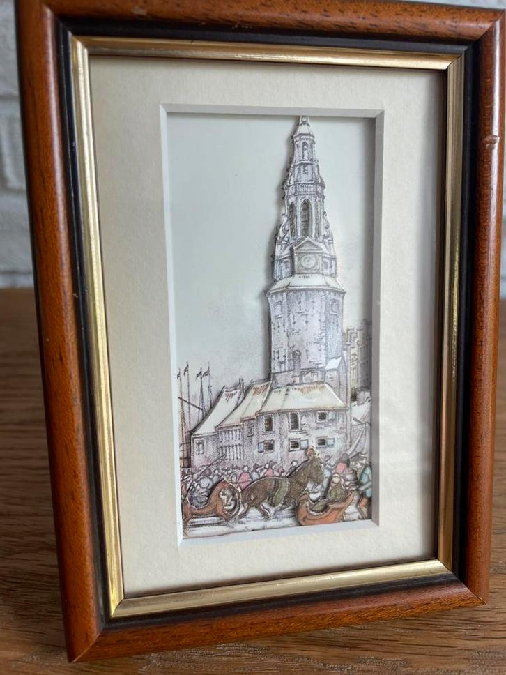 Reliëf Haringspakkerstoren kadertje (Anton Pieck), Huis en Inrichting, Woonaccessoires | Wanddecoraties, Zo goed als nieuw, Ophalen of Verzenden
