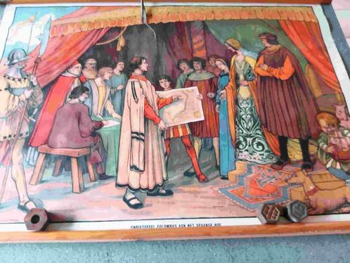 Ontdekkingsreis Amerika Portugal Spanje Vloot Zee Schip, Antiek en Kunst, Antiek | Schoolplaten, Geschiedenis, Verzenden