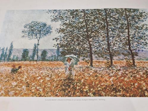 Claude Monet , fields in spring. Oil on canvas , genummerd ,, Antiek en Kunst, Kunst | Litho's en Zeefdrukken, Ophalen of Verzenden
