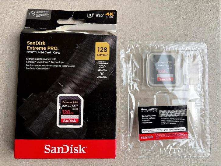 Geheugenkaart Sandisk Extreme Pro 128 GB - Nieuw, Audio, Tv en Foto, Foto | Geheugenkaarten, Nieuw, SD, 128 GB, Overige, Ophalen of Verzenden