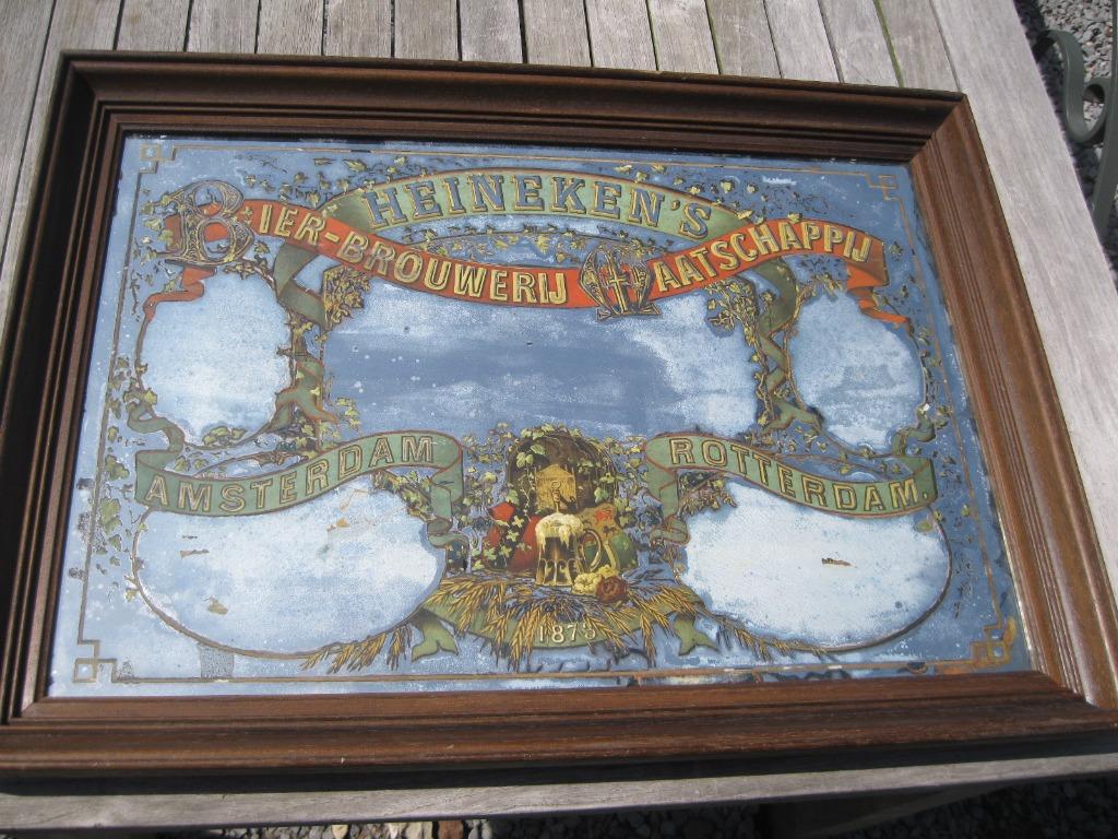 Miroir de bar Heineken, Collections, Marques de bière, Utilisé, Panneau, Plaque ou Plaquette publicitaire, Heineken, Enlèvement ou Envoi