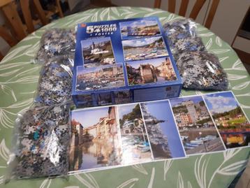 5 puzzels van 1000 stuks, allemaal 1 x gemaakt, als nieuw, beschikbaar voor biedingen