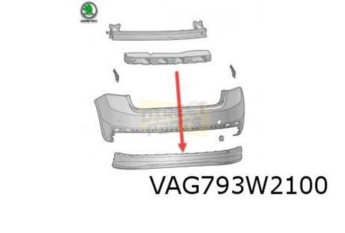 Skoda Fabia (8/21-) (6V) inzet achterbumper (9B9 satijnzwart, Auto-onderdelen, Carrosserie, Bumper, Skoda, Achter, Nieuw, Verzenden