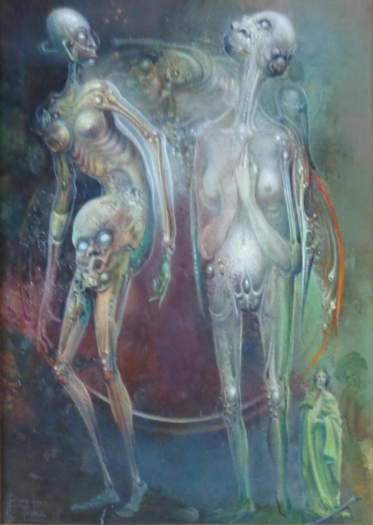 ROGER VAN BELLEGHEM / KOPPEL ALIENS / OLIEVERF / 73x58cm KAD, Antiek en Kunst, Kunst | Schilderijen | Modern, Ophalen