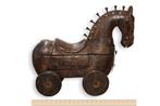 Antiek Indisch houten paardje op wielen, Enlèvement ou Envoi