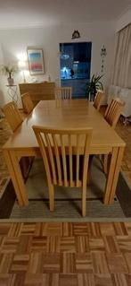 Table et 6 chaises chêne clair, Maison & Meubles, Tables | Tables à manger, 150 à 200 cm, Cinq personnes ou plus, Comme neuf, Enlèvement