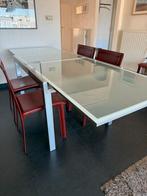 Metaal/Glazen uitschuifbare tafel, Huis en Inrichting, Tafels | Eettafels, Ophalen, Glas