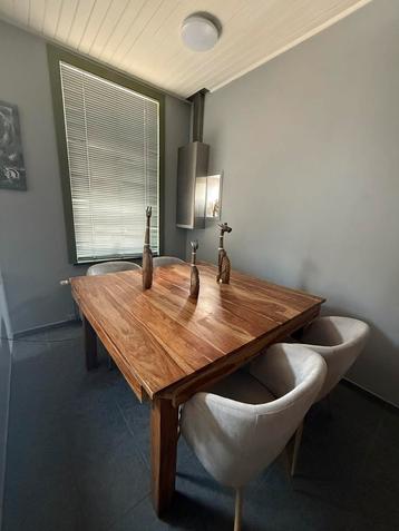 Table de salle à manger en bois massif + 4 chaises, Maison & Meubles, Tables | Tables à manger, 100 à 150 cm, Cinq personnes ou plus