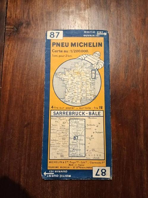 Ancienne carte Michelin 1934 n° 87 Sarrebruck - Bâle, Livres, Atlas & Cartes géographiques, Utilisé, Carte géographique, France