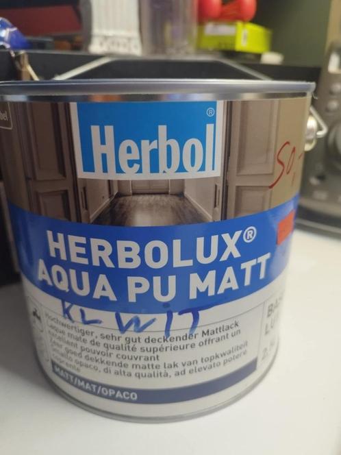 2,5L Herbolux aqua PU matt wit WB/BI 50euro, Doe-het-zelf en Bouw, Schildersmaterialen, Nieuw, Overige typen, Ophalen