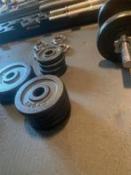 4 halterstangen (schroef) met gewichten (6*2.5kg + 4*1,25kg, Sport en Fitness, Ophalen of Verzenden, Zo goed als nieuw, Benen