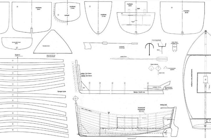 Bouwplan Overnaadse Sloep, Hobby en Vrije tijd, Modelbouw | Boten en Schepen, Nieuw, Verzenden