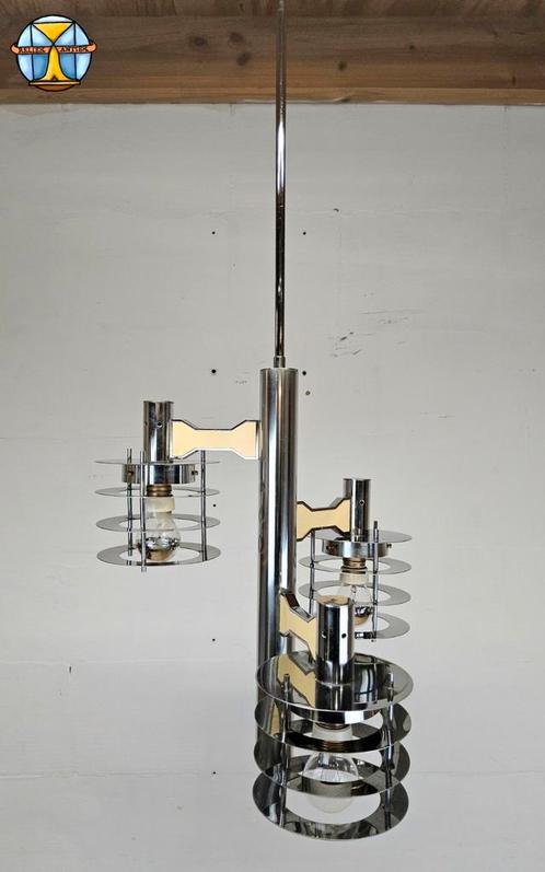 Vintage / Space age Itiliaanse kroonluchter Gaetano Sciolari, Huis en Inrichting, Lampen | Hanglampen, Zo goed als nieuw, 75 cm of meer
