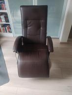 Relax-massage zetel/stoel in bruin leder met warmte functie, Enlèvement, Comme neuf, Une personne, Moins de 150 cm