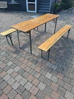 BIERTAFEL + BANKEN / TUINTAFEL + BANKEN, Tuin en Terras, Ophalen, Gebruikt, Inklapbaar, Rechthoekig