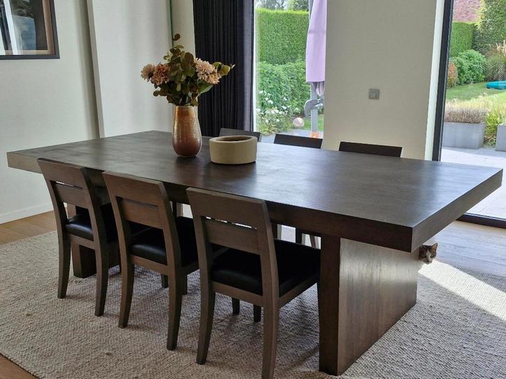 Eettafel en 10 stoelen, Huis en Inrichting, Tafels | Eettafels, Gebruikt, 100 tot 150 cm, 200 cm of meer, Vijf personen of meer