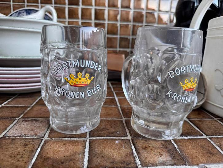 Set van 8 vintage bierglazen, Verzamelen, Glas en Drinkglazen, Zo goed als nieuw, Ophalen