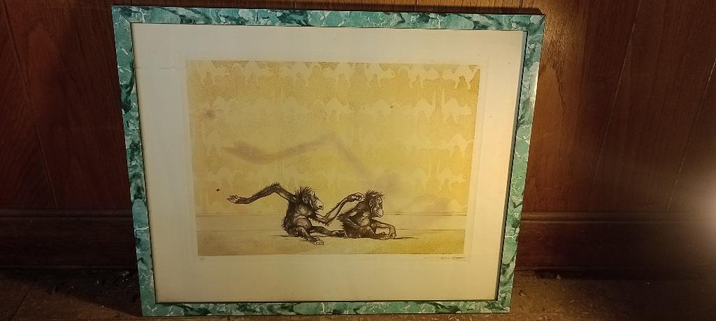 Humoristische gravure,gesign. in beperkte oplage,53x43,n302, Antiek en Kunst, Kunst | Etsen en Gravures, Ophalen of Verzenden