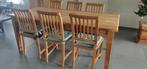 eetplaats in teakhout (tafel met 6 stoelen), Comme neuf, Rectangulaire, Teck, 50 à 100 cm