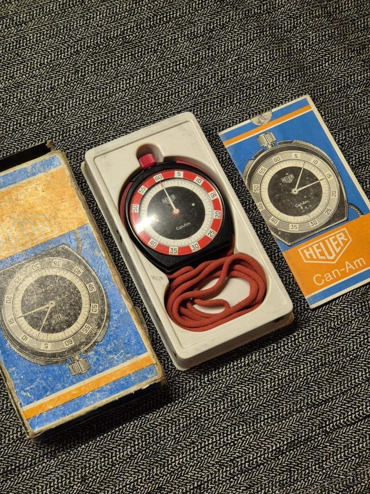 Vintage Heuer Can-Am Stopwatch - Complete set ️, Handtassen en Accessoires, Horloges | Heren, Gebruikt, TAG Heuer, Staal, Ophalen of Verzenden