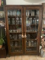 Antieke houten vitrine apothekerskast, Ophalen, Zo goed als nieuw
