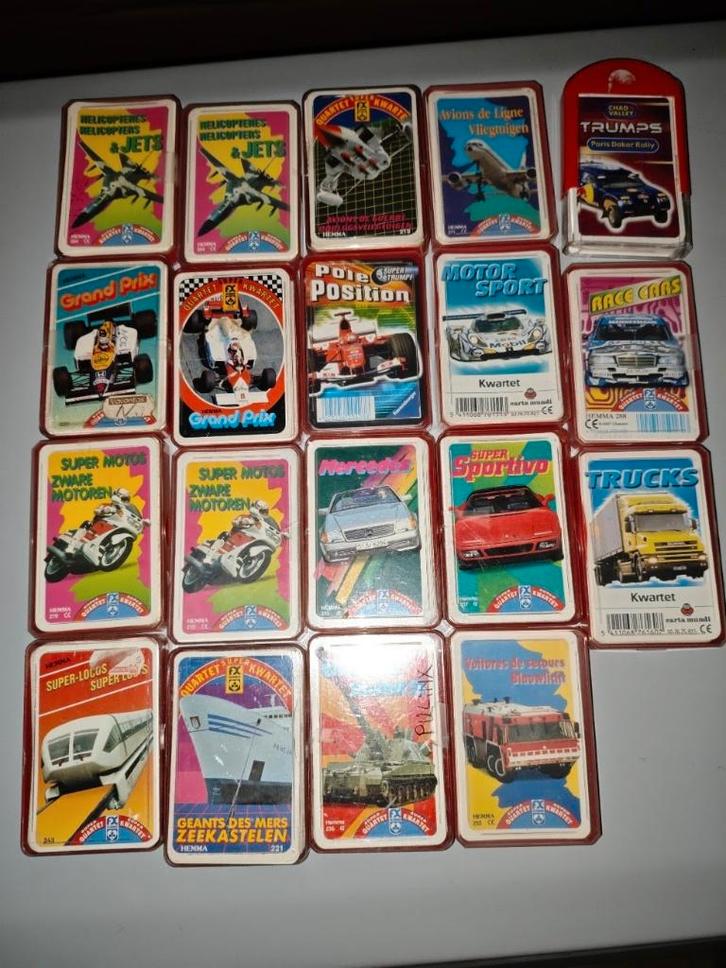 19 kwartet spelen, Collections, Cartes à jouer, Jokers & Jeux des sept familles, Utilisé, Jeu(x) des sept familles, Enlèvement ou Envoi