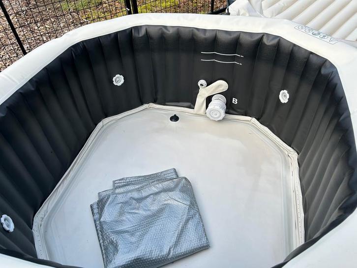 Intex PureSpa Jet & Bubble Deluxe jacuzzi 4 personen, Tuin en Terras, Bubbelbaden en Hottubs, Opblaasbaar, Afdekzeil, Grondzeil