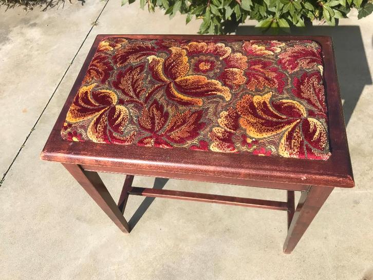 Beuken pianobankje met nieuwe stoffen zitting, Antiquités & Art, Antiquités | Meubles | Chaises & Canapés, Enlèvement