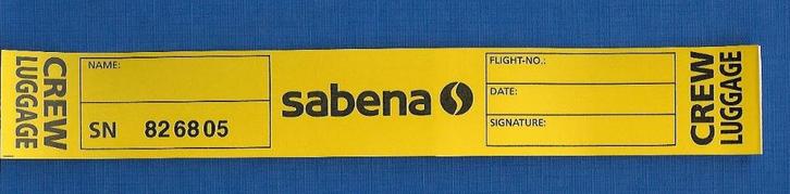 Sabena Label Crew Luggage #02, Verzamelen, Sabenasouvenirs, Nieuw, Ophalen of Verzenden