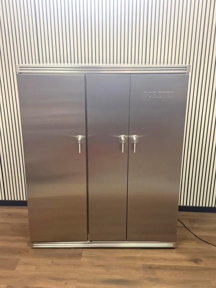 Luxe RVS Boretti Koelkast + Wijnklimaatkast, Elektronische apparatuur, Koelkasten en IJskasten, Zo goed als nieuw, Met aparte vriezer