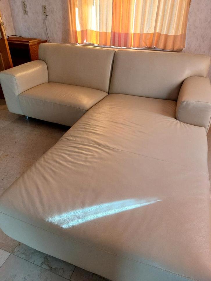 Beige Natuzzi hoekzetel, Huis en Inrichting, Zetels | Complete zithoeken, Gebruikt, Leer, Ophalen