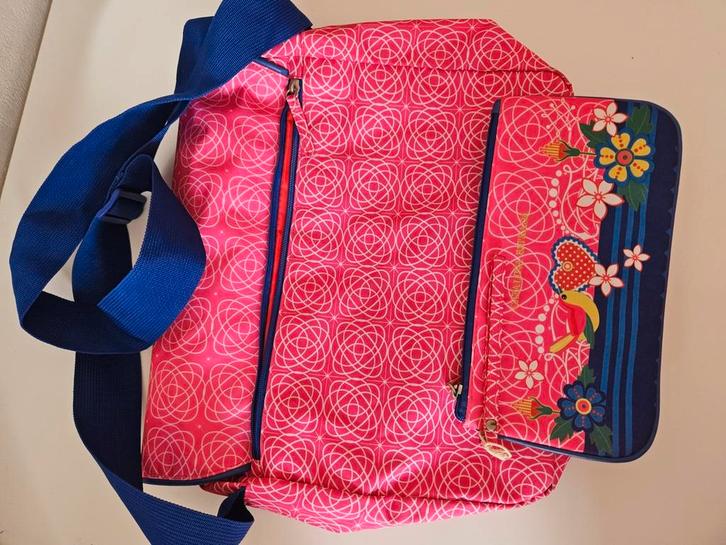 Cartable + trousse Catalina Estrada – motifs tropicaux, Handtassen en Accessoires, Tassen | Schooltassen, Zo goed als nieuw, Blauw