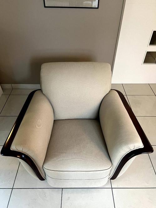 Beige Art Deco zetels, Huis en Inrichting, Zetels | Zetels, Gebruikt, Rechte bank, Overige maten, Stof, Overige materialen, Ophalen