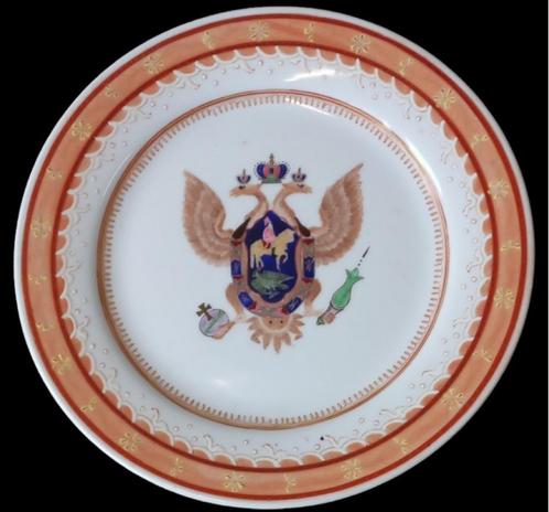 Chinees export Russisch wapenschild bord., Antiquités & Art, Antiquités | Porcelaine, Enlèvement ou Envoi