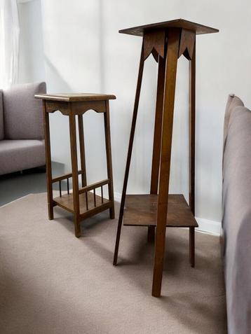 vintage houten pied de stal / bijzettafel / plantentafel beschikbaar voor biedingen